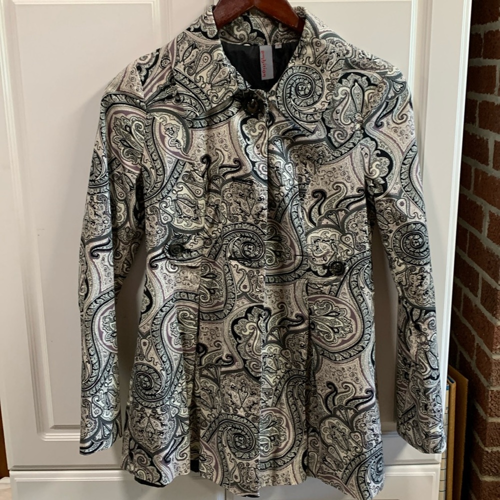 Ladies size small lightweight black green and purple jacket by Ambition.